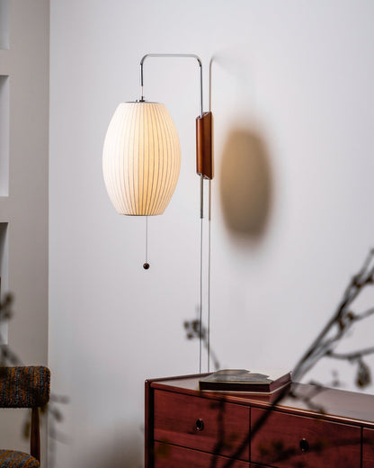 Wandlamp Retro met Verstelbare Arm en Bolvormige Kap met Trekschakelaar
