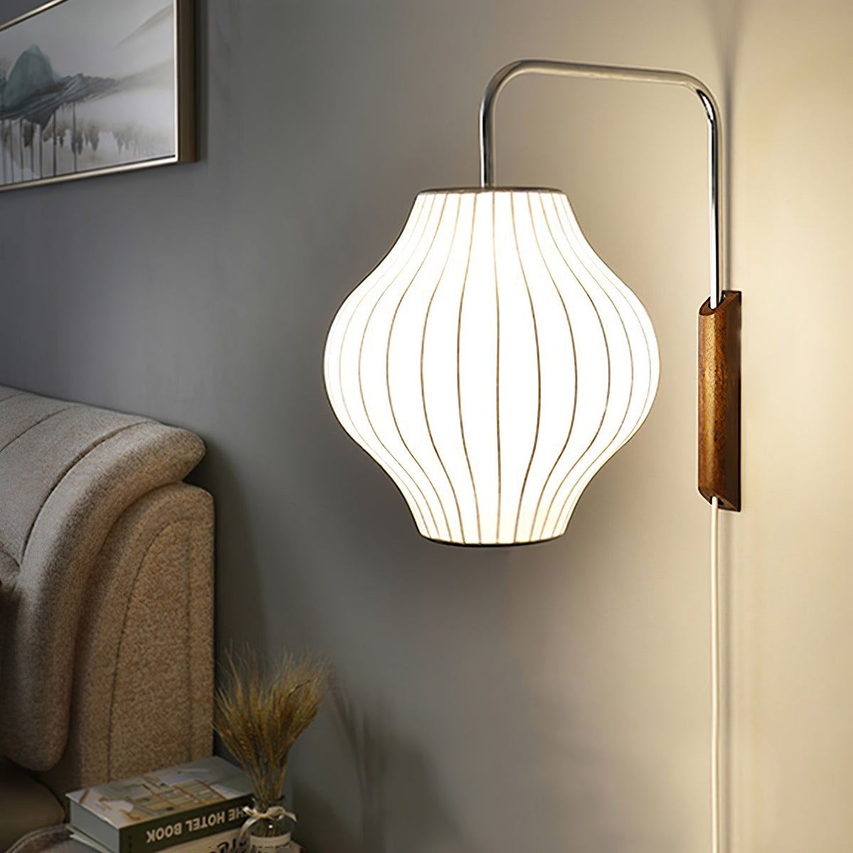 Wandlamp Retro met Verstelbare Arm en Bolvormige Kap met Trekschakelaar