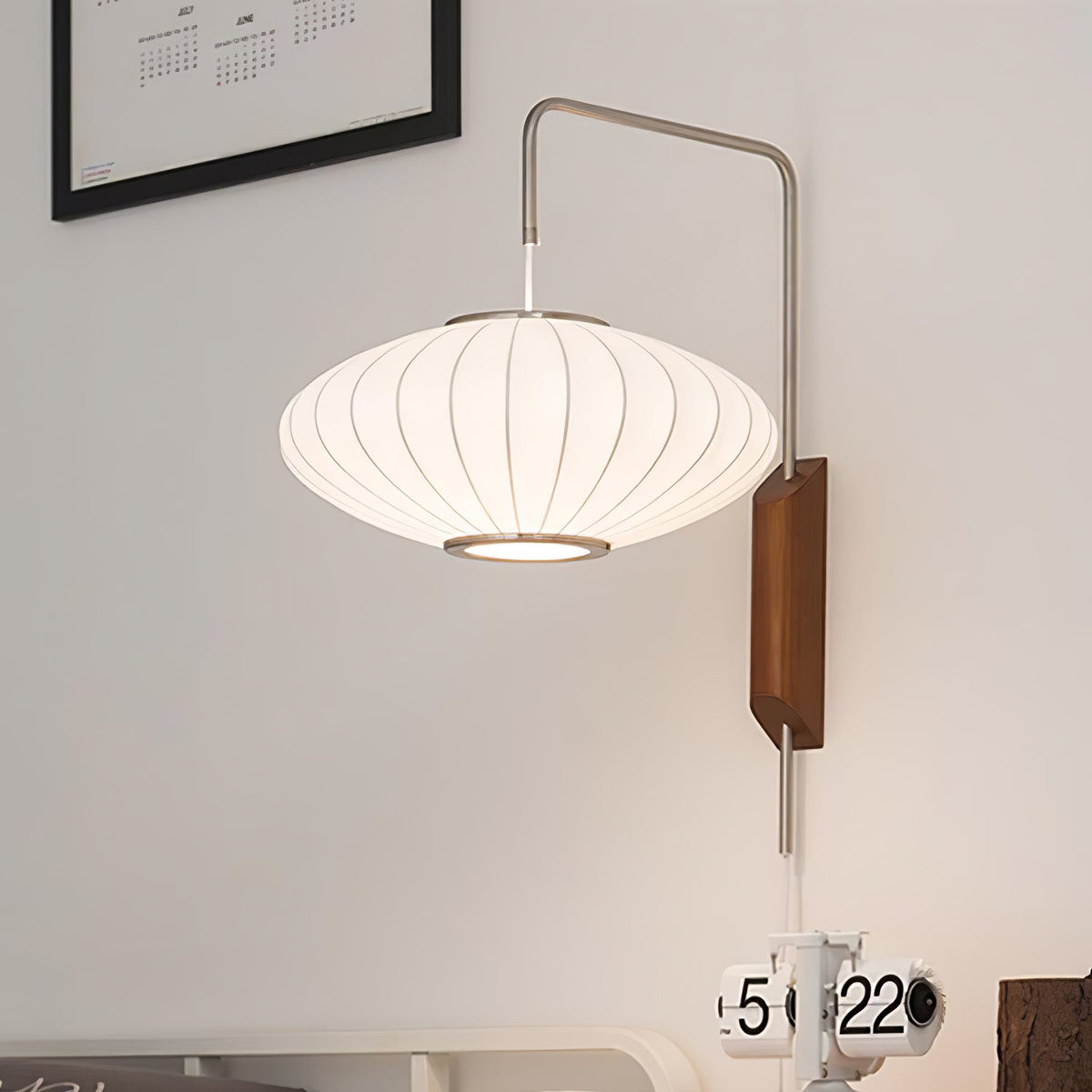 Wandlamp Retro met Verstelbare Arm en Bolvormige Kap met Trekschakelaar