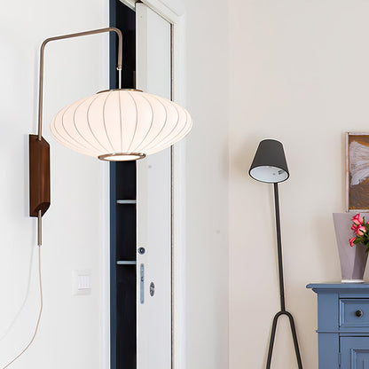 Wandlamp Retro met Verstelbare Arm en Bolvormige Kap met Trekschakelaar