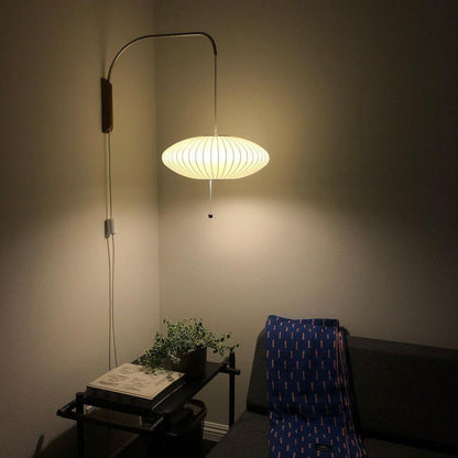 Wandlamp Retro met Verstelbare Arm en Bolvormige Kap met Trekschakelaar