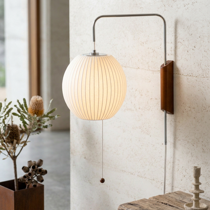 Wandlamp Retro met Verstelbare Arm en Bolvormige Kap met Trekschakelaar