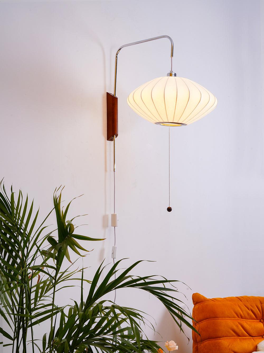 Wandlamp Retro met Verstelbare Arm en Bolvormige Kap met Trekschakelaar