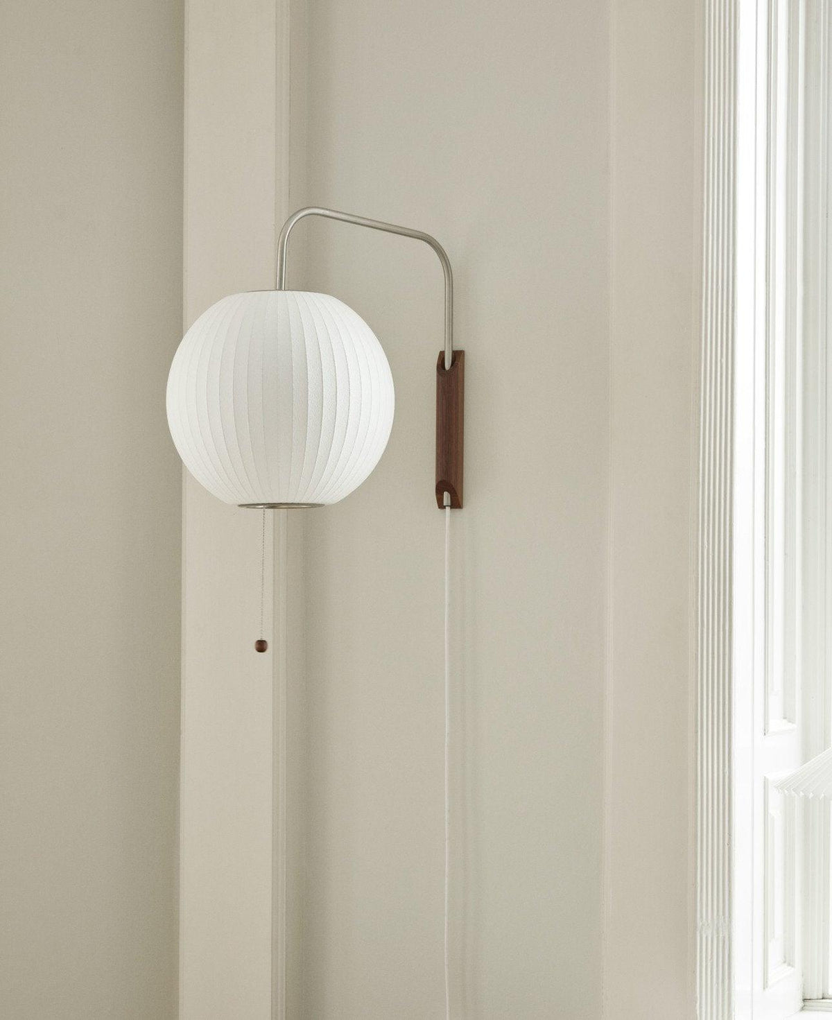 Wandlamp Retro met Verstelbare Arm en Bolvormige Kap met Trekschakelaar