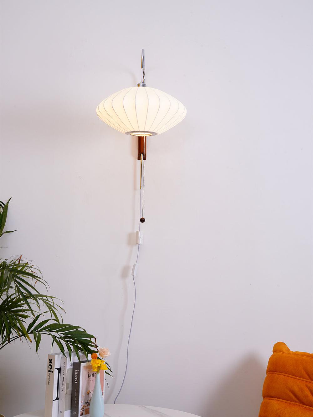 Wandlamp Retro met Verstelbare Arm en Bolvormige Kap met Trekschakelaar