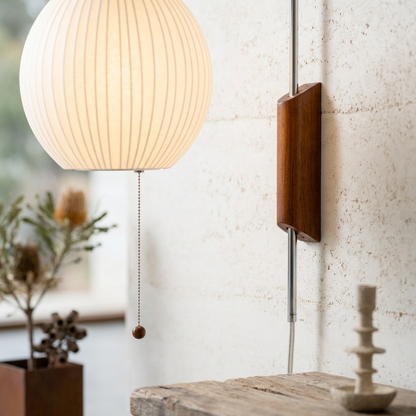 Wandlamp Retro met Verstelbare Arm en Bolvormige Kap met Trekschakelaar
