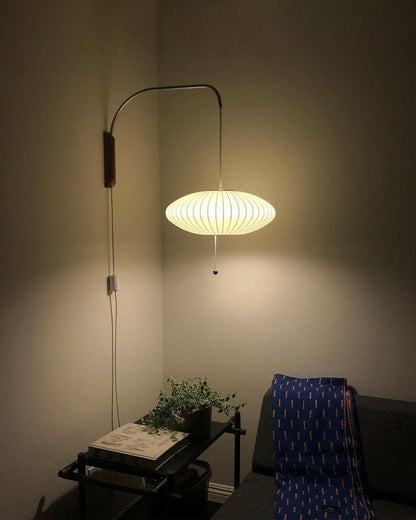 Wandlamp Retro met Verstelbare Arm en Bolvormige Kap met Trekschakelaar