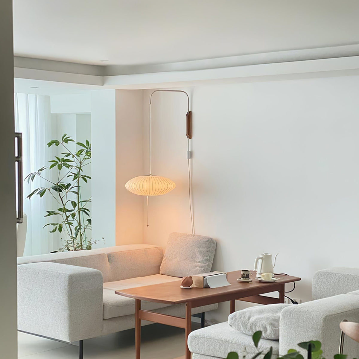 Wandlamp Retro met Verstelbare Arm en Bolvormige Kap met Trekschakelaar
