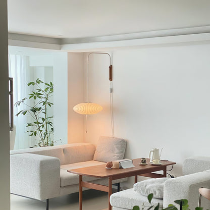 Wandlamp Retro met Verstelbare Arm en Bolvormige Kap met Trekschakelaar