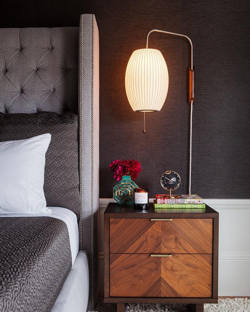 Wandlamp Retro met Verstelbare Arm en Bolvormige Kap met Trekschakelaar