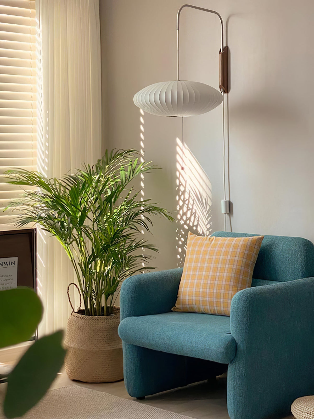 Wandlamp Retro met Verstelbare Arm en Bolvormige Kap met Trekschakelaar