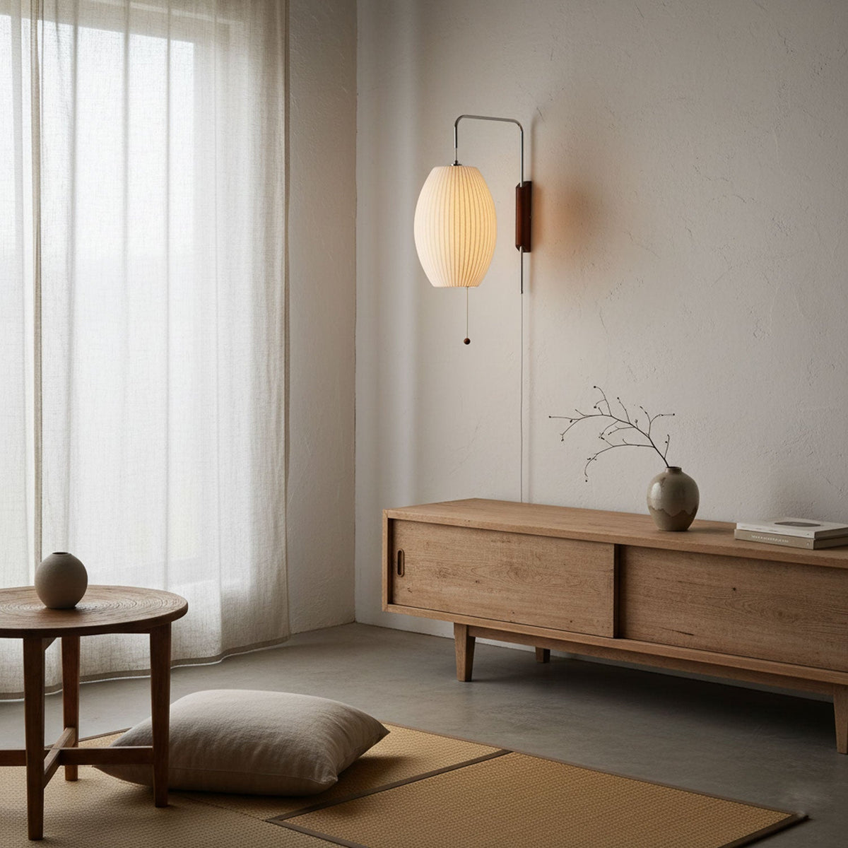 Wandlamp Retro met Verstelbare Arm en Bolvormige Kap met Trekschakelaar ##POS:9##