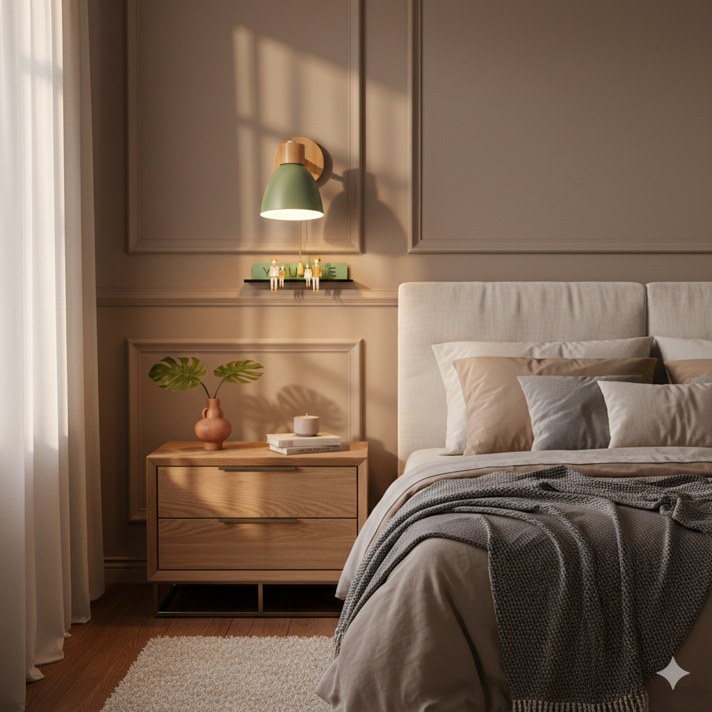 Wandlamp Scandinavisch met Draaibare Kap en Trekschakelaar