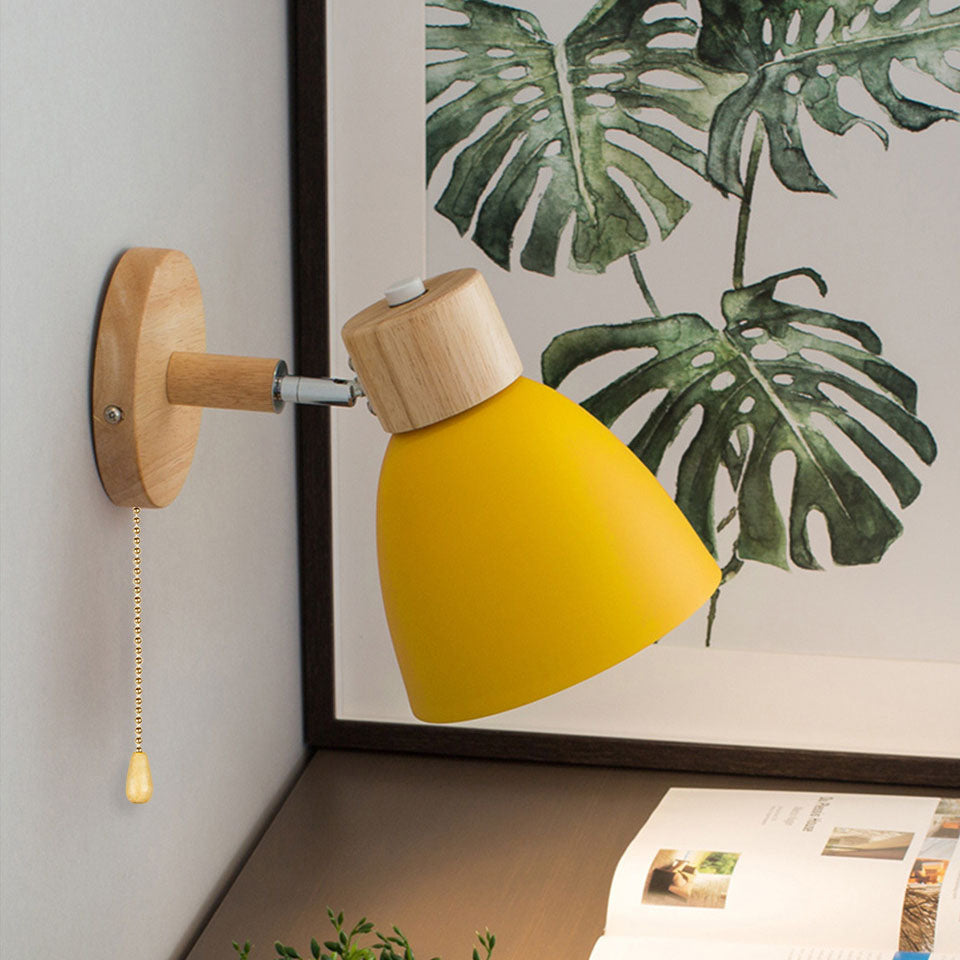 Wandlamp Scandinavisch met Draaibare Kap en Trekschakelaar