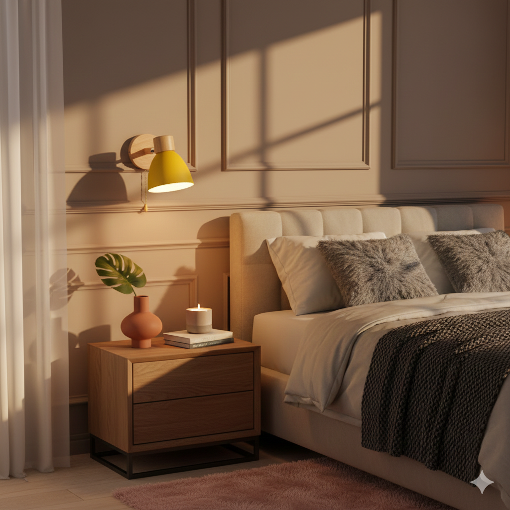 Wandlamp Scandinavisch met Draaibare Kap en Trekschakelaar