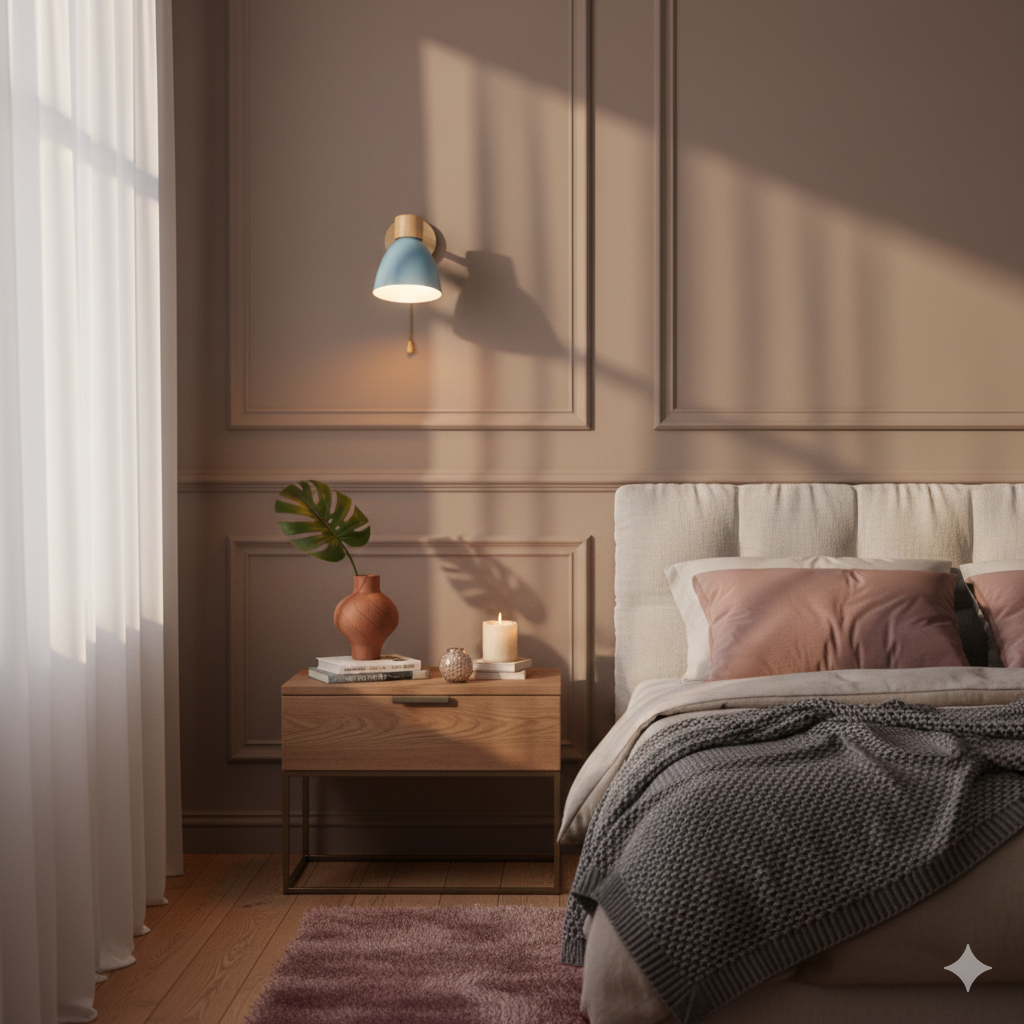 Wandlamp Scandinavisch met Draaibare Kap en Trekschakelaar