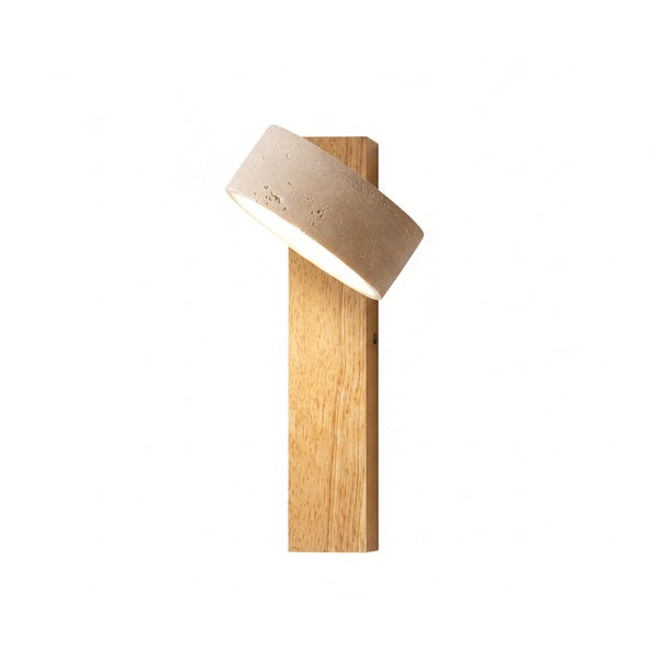 Wandlamp Scandinavisch met Draaibare Kap van Travertijn en Houten Basis