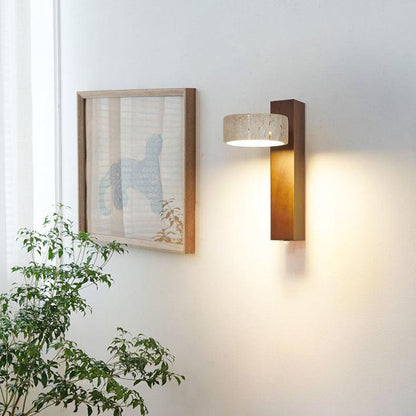 Wandlamp Scandinavisch met Draaibare Kap van Travertijn en Houten Basis