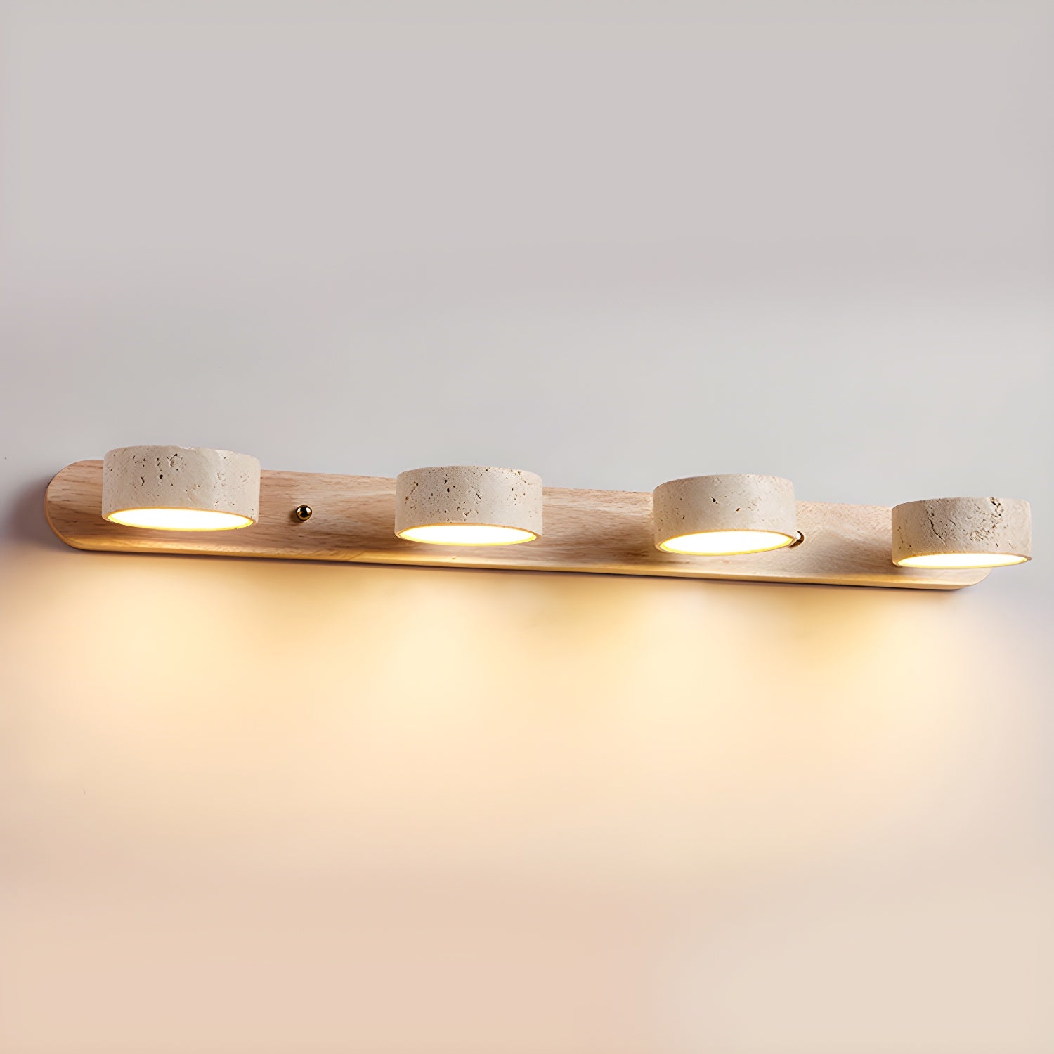 Wandlamp Scandinavisch met Draaibare Spotjes en Houten Basis