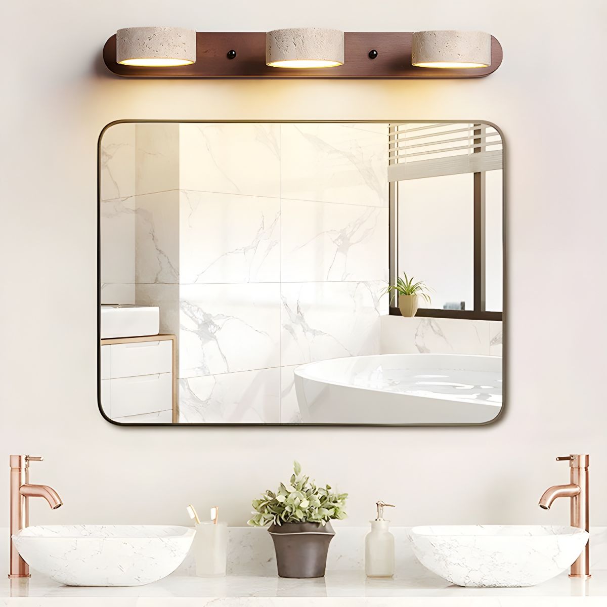Wandlamp Scandinavisch met Draaibare Spotjes en Houten Basis