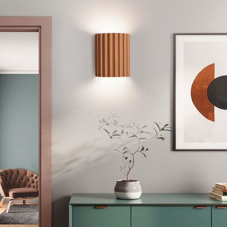 Wandlamp Scandinavisch met Geribbelde Kap en Up-Down Verlichting