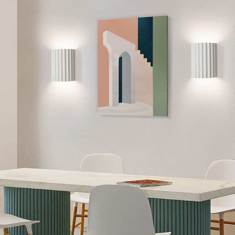 Wandlamp Scandinavisch met Geribbelde Kap en Up-Down Verlichting