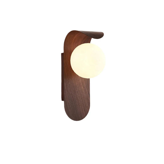 Wandlamp Scandinavisch met Houten Paneel en Glazen Bol