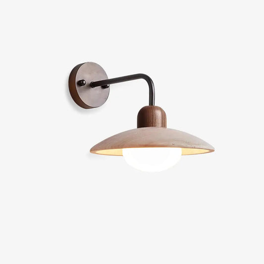Wandlamp Scandinavisch met Ronde Kap en Houten Detail
