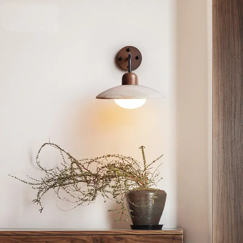 Wandlamp Scandinavisch met Ronde Kap en Houten Detail