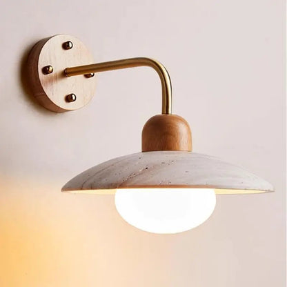 Wandlamp Scandinavisch met Ronde Kap en Houten Detail