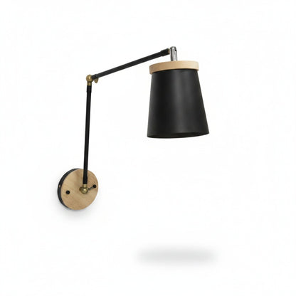 Wandlamp Scandinavisch met Zwenkarm en Houten Detail