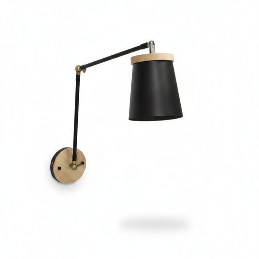 Wandlamp Scandinavisch met Zwenkarm en Houten Detail