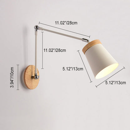 Wandlamp Scandinavisch met Zwenkarm en Houten Detail