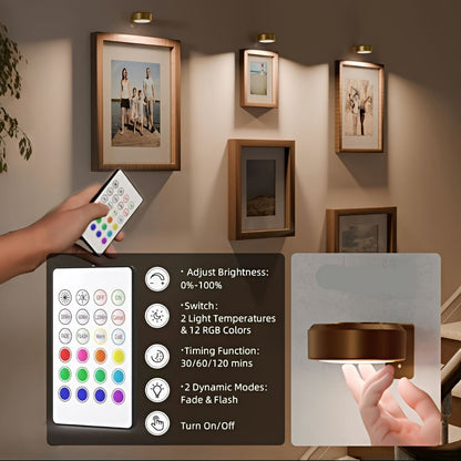 Wandlamp Schilderijlamp LED Spotlight Set met Afstandsbediening en Magnetische Bevestiging