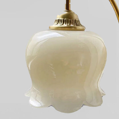 Wandlamp Vintage met Bloemvormige Glazen Kap en Gebogen Arm