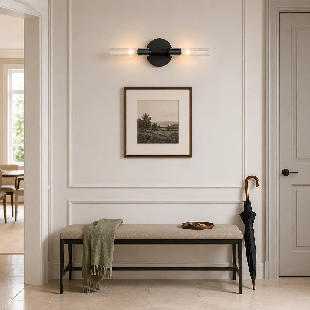 Wandlamp Vintage met Dubbele Glazen Buiskap en Hardwired Aansluiting