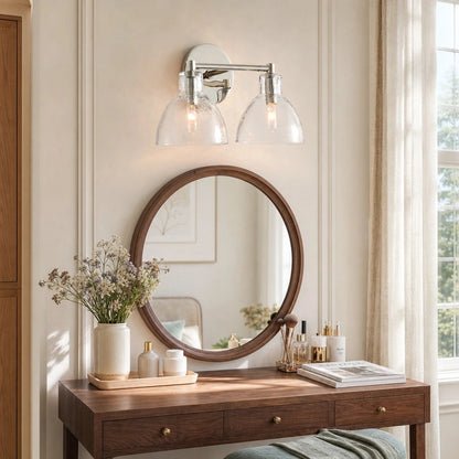 Wandlamp Vintage met Gehamerd Glazen Kap en Metalen Arm