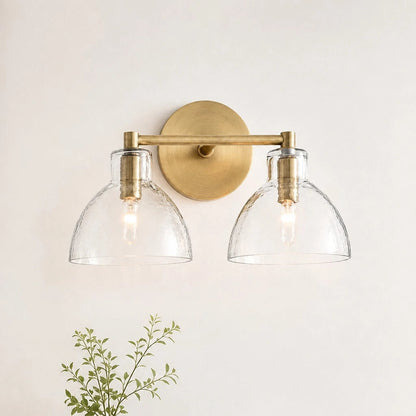 Wandlamp Vintage met Gehamerd Glazen Kap en Metalen Arm