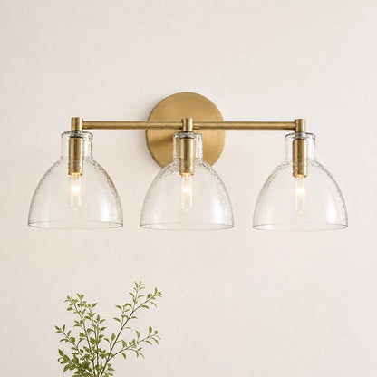 Wandlamp Vintage met Gehamerd Glazen Kap en Metalen Arm