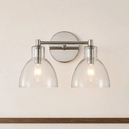 Wandlamp Vintage met Gehamerd Glazen Kap en Metalen Arm