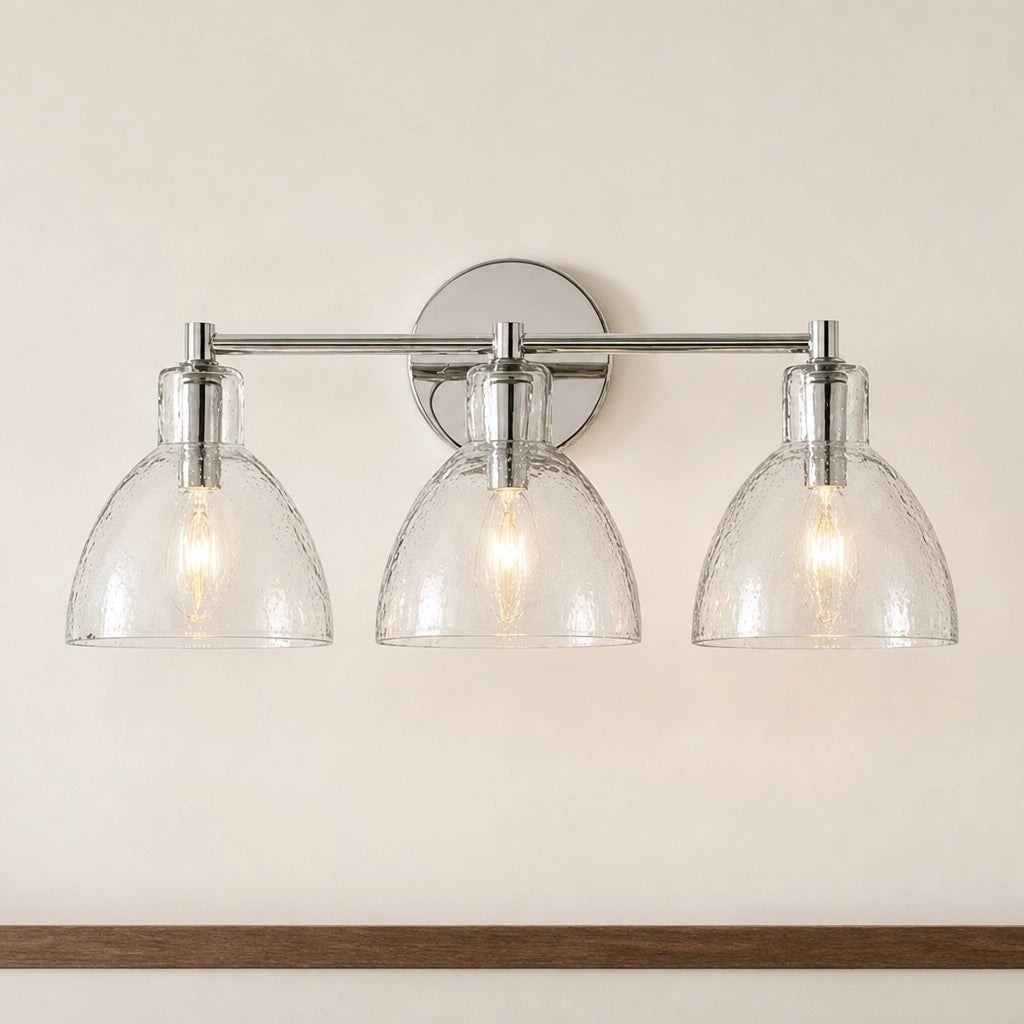 Wandlamp Vintage met Gehamerd Glazen Kap en Metalen Arm