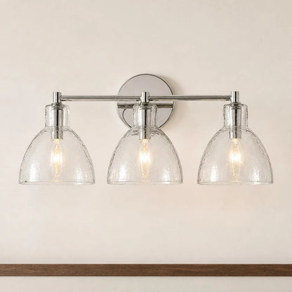 Wandlamp Vintage met Gehamerd Glazen Kap en Metalen Arm