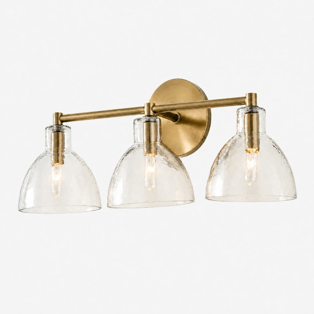 Wandlamp Vintage met Gehamerd Glazen Kap en Metalen Arm