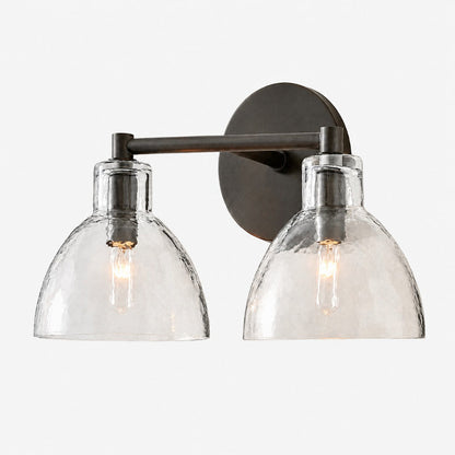 Wandlamp Vintage met Gehamerd Glazen Kap en Metalen Arm ##POS:34##