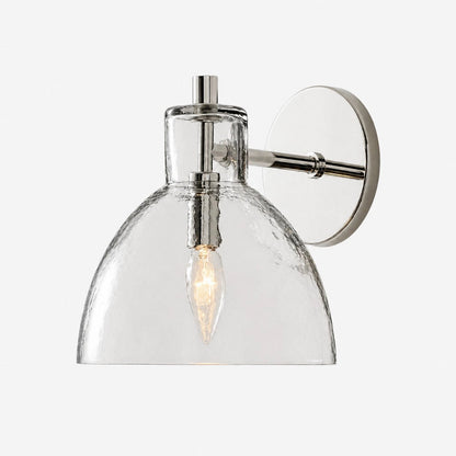 Wandlamp Vintage met Gehamerd Glazen Kap en Metalen Arm