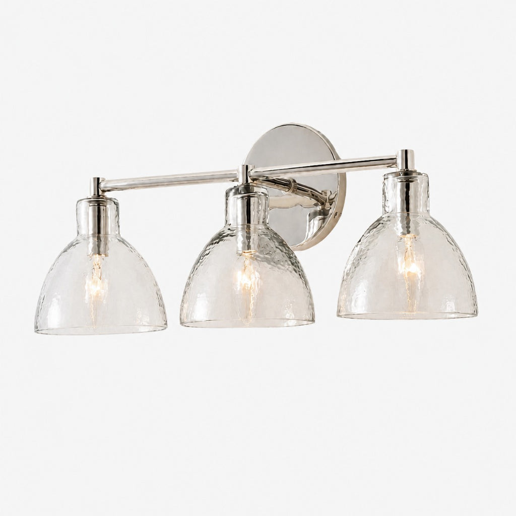 Wandlamp Vintage met Gehamerd Glazen Kap en Metalen Arm