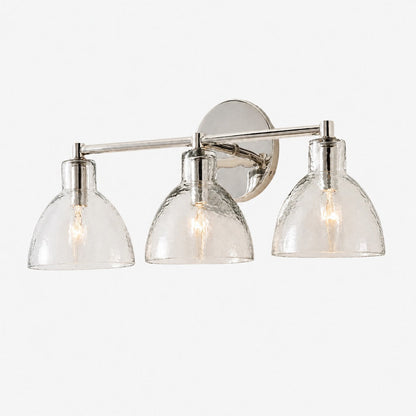 Wandlamp Vintage met Gehamerd Glazen Kap en Metalen Arm