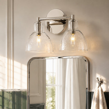 Wandlamp Vintage met Gehamerd Glazen Kap en Metalen Arm