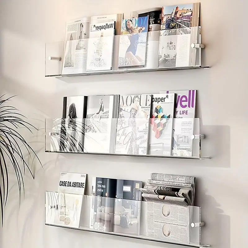 Wandplank Acryl Boekenrek - Zwevende Displayplank voor Tijdschriften