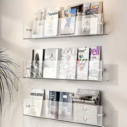 Wandplank Acryl Boekenrek - Zwevende Displayplank voor Tijdschriften